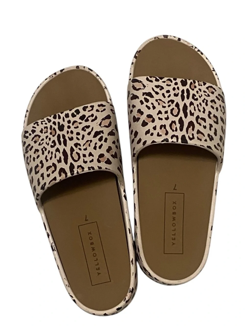 Yellow Box Sandals Womens Size 7 Leopard Print Torrey Platform Slide Shoes - Picture 5 of 7